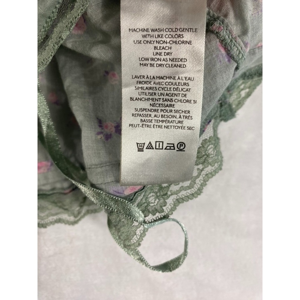 Free People Tank Blouse Top Women Sz L Green Lace Accent Forest Fairy - Picture 7 of 13